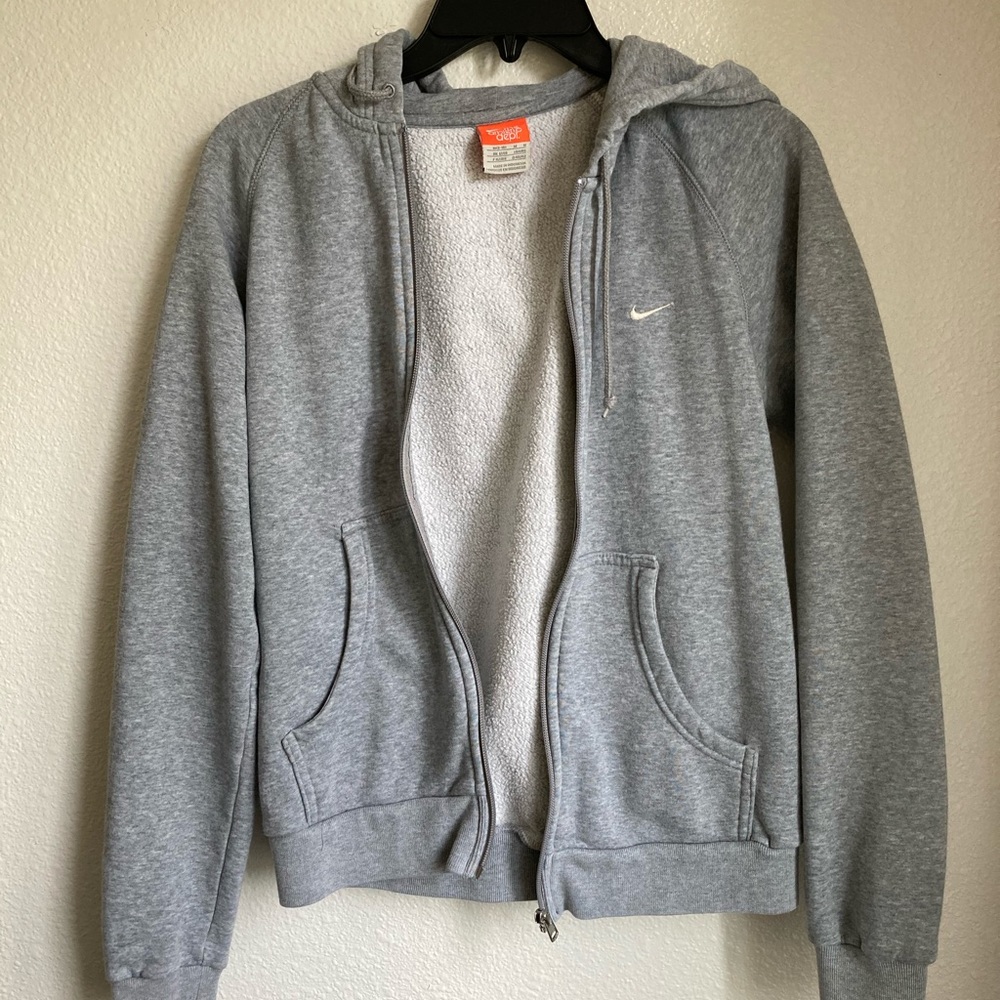Nike grey cotton zipper hoodie